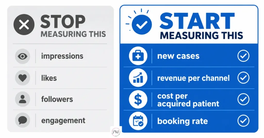 Vanity metrics versus production metrics for a dental marketing budget